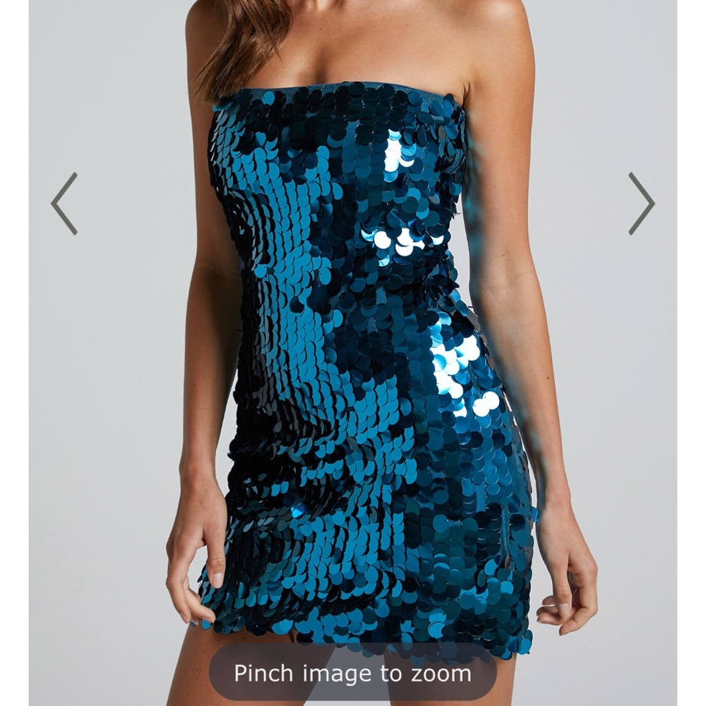 RUNAWAY THE LABEL - ZA ZA MINI DRESS IN OCEAN SEQUIN